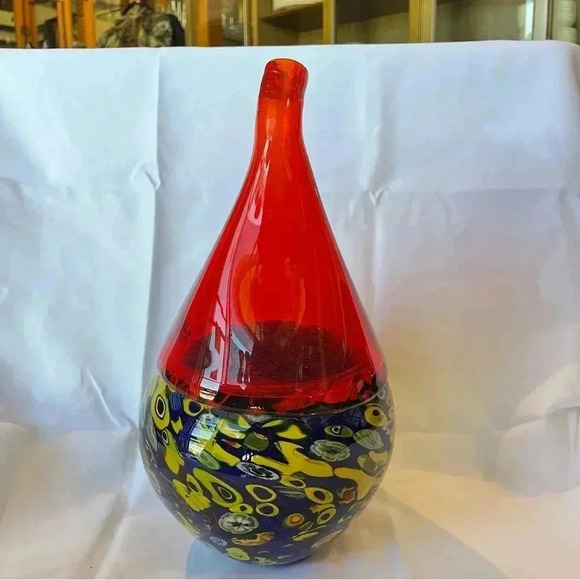 Vintage Murano Handblown Multicolored Bottom Heavy Decorative Vase - Picture 3 of 4